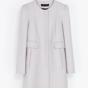 ZARA Coat with Gathering On The Shoulder in Grey